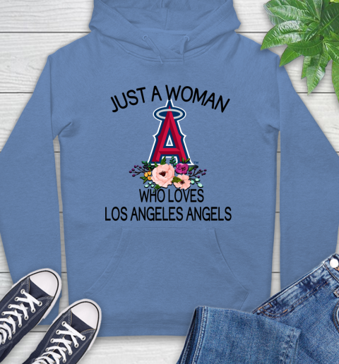 MLB Just A Woman Who Loves Los Angeles Angels Baseball Sports Hoodie 9