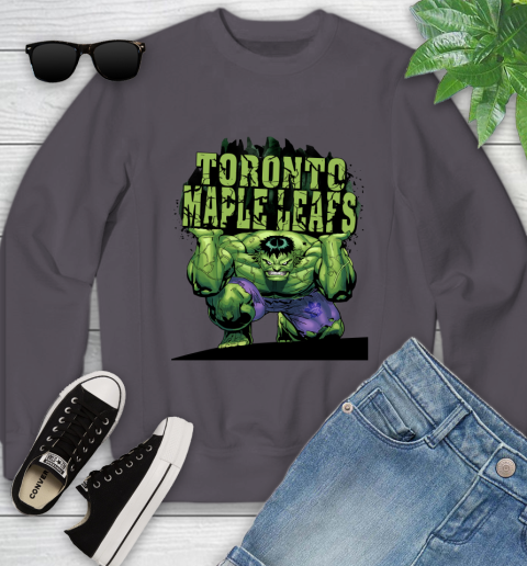 Toronto Maple Leafs NHL Hockey Incredible Hulk Marvel Avengers Sports Youth Sweatshirt 6