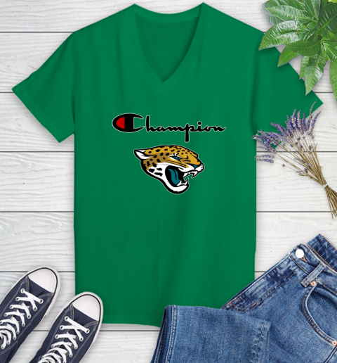 NFL Football Jacksonville Jaguars Champion Shirt Women's V-Neck T-Shirt 3