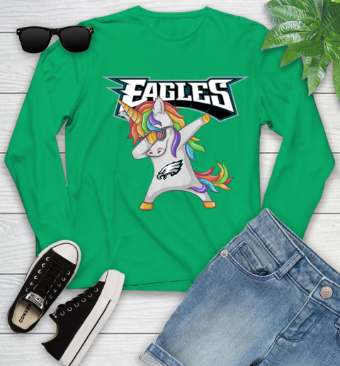 Philadelphia Eagles NFL Football Funny Unicorn Dabbing Sports Youth Long Sleeve 6