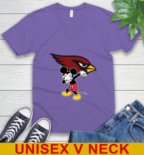 Arizona Cardinals NFL Football Dabbing Mickey Disney Sports V-Neck T-Shirt 9
