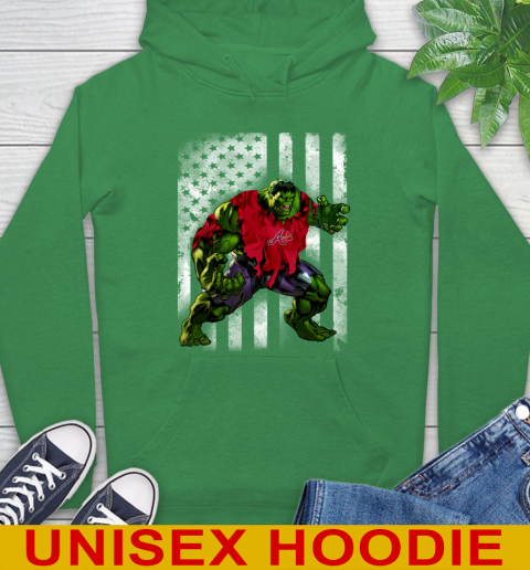 Atlanta Braves Hulk Marvel Avengers MLB Baseball American Flag Hoodie 8