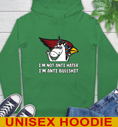 Arizona Cardinals NFL Football Unicorn I'm Not Anti Hater I'm Anti Bullshit Hoodie 8