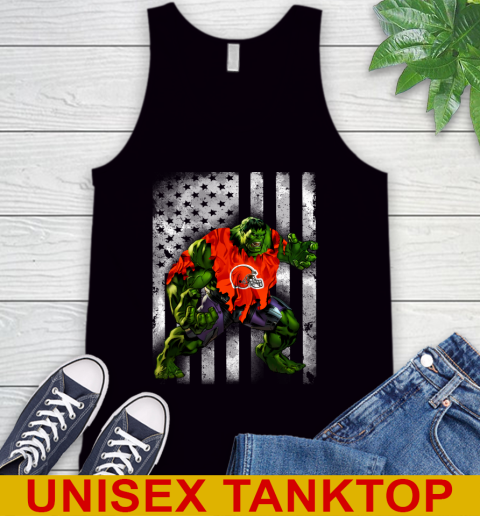 Cleveland Browns Hulk Marvel Avengers NFL Football American Flag Tank Top