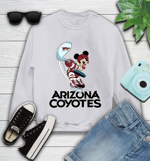 NHL Hockey Arizona Coyotes Cheerful Mickey Mouse Shirt Youth Sweatshirt 4