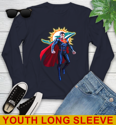 NFL Superman DC Sports Football Miami Dolphins Youth Long Sleeve 3
