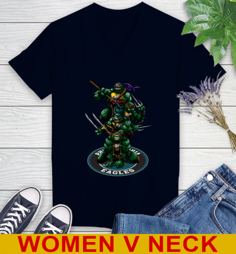 NFL Football Philadelphia Eagles Teenage Mutant Ninja Turtles Shirt Women's V-Neck T-Shirt 3