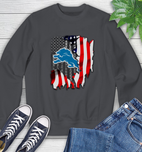 Detroit Lions NFL Football American Flag Sweatshirt 6