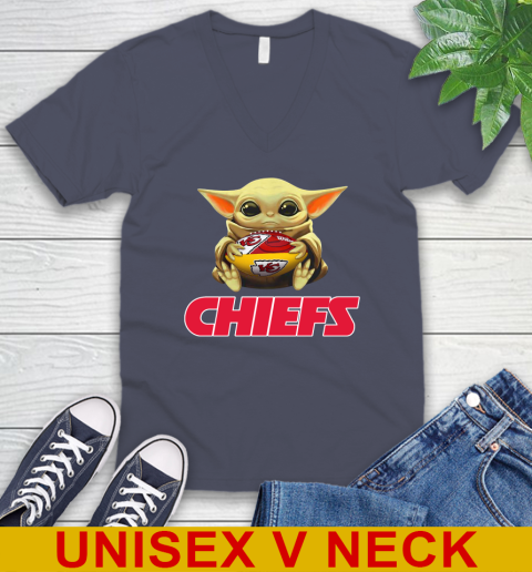NFL Football Kansas City Chiefs Baby Yoda Star Wars Shirt V-Neck T-Shirt 8