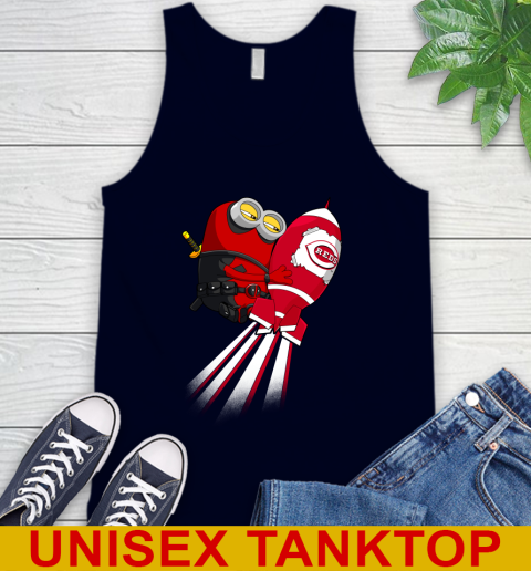 MLB Baseball Cincinnatim Reds Deadpool Minion Marvel Shirt Tank Top 2