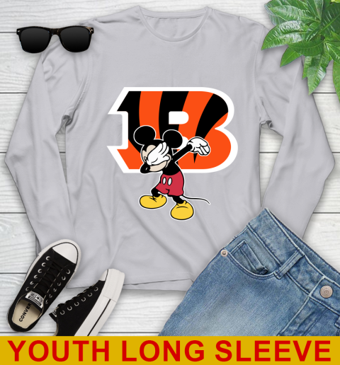 Cincinnati Bengals NFL Football Dabbing Mickey Disney Sports Youth Long Sleeve 6