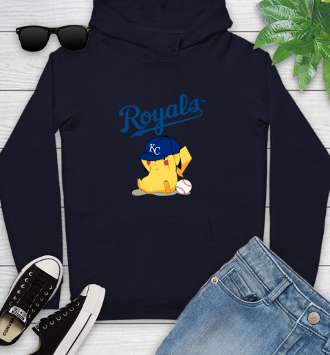 MLB Pikachu Baseball Sports Kansas City Royals Youth Hoodie 4
