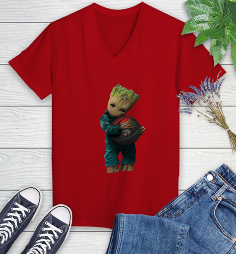 NBA Groot Guardians Of The Galaxy Basketball Sports Toronto Raptors Women's V-Neck T-Shirt 12