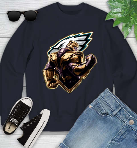NFL Thanos Avengers Endgame Football Sports Philadelphia Eagles Youth Sweatshirt 3