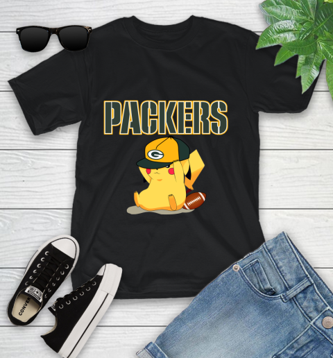 NFL Pikachu Football Sports Green Bay Packers Youth T-Shirt 2
