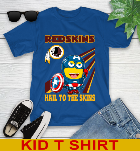 NFL Football Washington Redskins Captain America Marvel Avengers Minion Hail To The Skín Shirt Youth T-Shirt 10