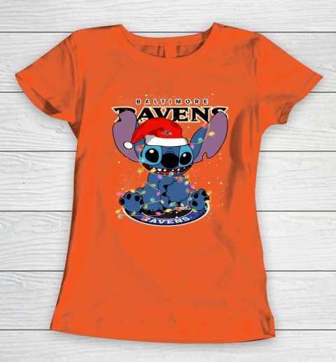 Baltimore Ravens NFL Football noel stitch Christmas Women's T-Shirt 2
