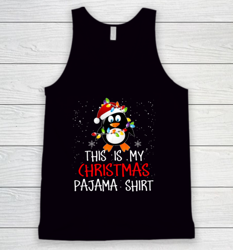 This Is My Christmas Pajama Shirt Penguins Santa Gift Tank Top