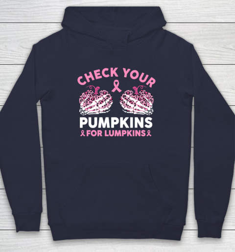 Check Your Pumpkins Breast Cancer Awareness Halloween Hoodie 3