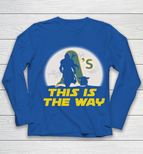 Oakland Athletics MLB Baseball Star Wars Yoda And Mandalorian This Is The Way Youth Long Sleeve 7