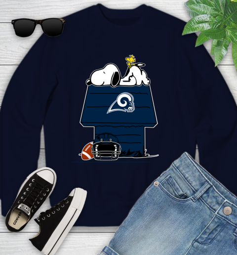 Los Angeles Rams NFL Football Snoopy Woodstock The Peanuts Movie Youth Sweatshirt 3