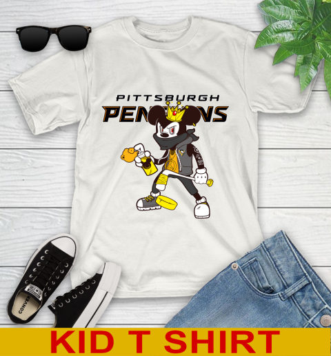 Pittsburgh Penguins NHL Hockey Mickey Peace Sign Sports Youth T-Shirt