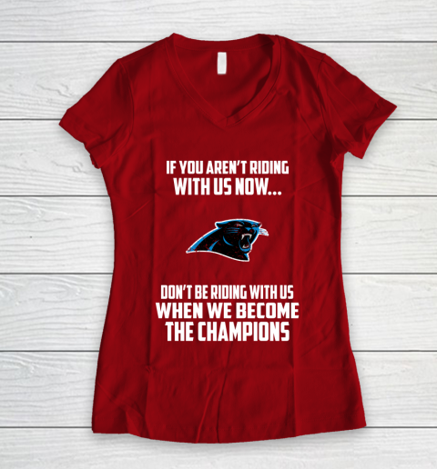 NFL Carolina Panthers Football We Become The Champions Women's V-Neck T-Shirt 8