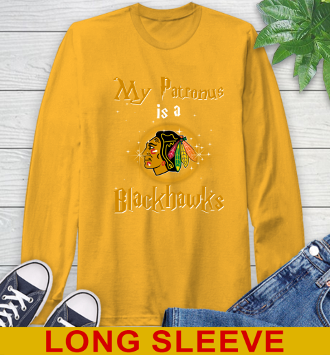 NHL Hockey Harry Potter My Patronus Is A Chicago Blackhawks Long Sleeve T-Shirt 2