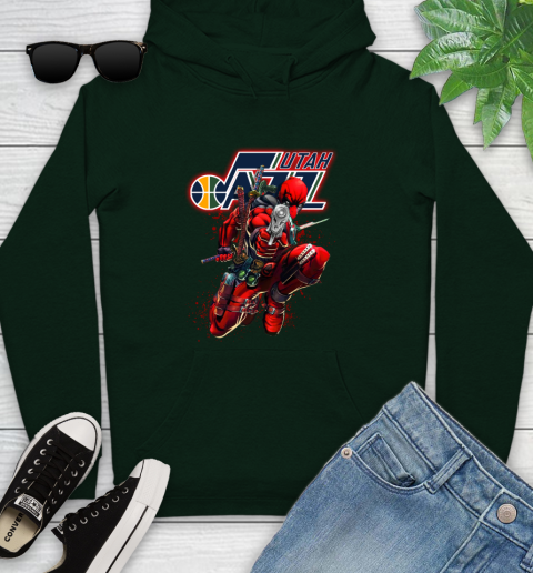 NBA Deadpool Marvel Comics Sports Basketball Utah Jazz Youth Hoodie 13