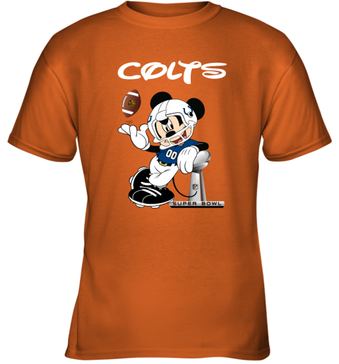 Mickey Colts Taking The Super Bowl Trophy Football Youth T-Shirt 