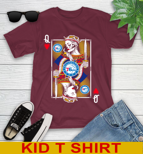 NBA Basketball Philadelphia 76ers The Queen Of Hearts Card Shirt Youth T-Shirt 5