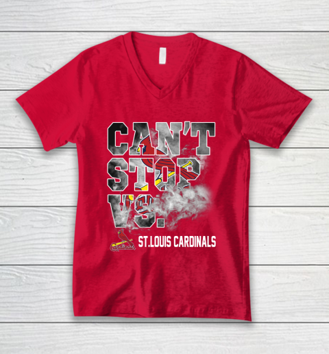 MLB St.Louis Cardinals Baseball Can't Stop Vs Cardinals V-Neck T-Shirt 6