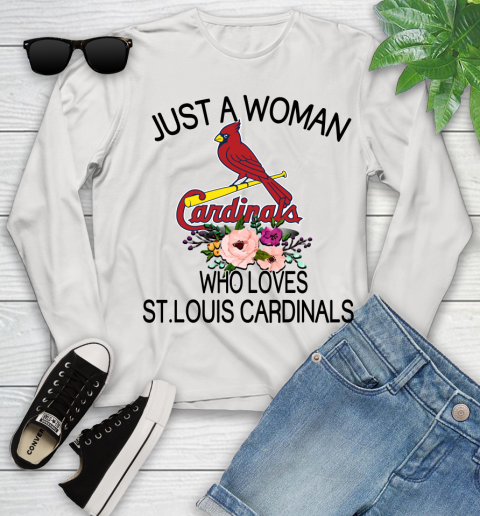 MLB Just A Woman Who Loves St.Louis Cardinals Baseball Sports Youth Long Sleeve