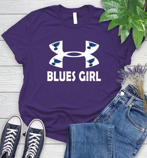 NHL St.Louis Blues Girl Under Armour Hockey Sports Women's T-Shirt 4