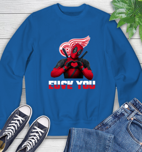 NHL Detroit Red Wings Deadpool Love You Fuck You Hockey Sports Sweatshirt 9