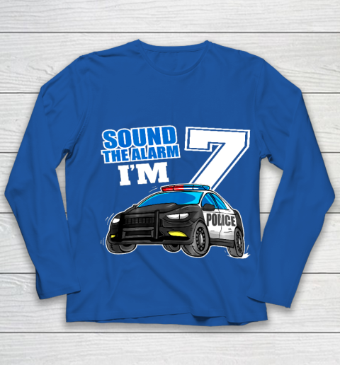 Kids Police Car 7th Birthday Shirt Boy 7 Cop Policeman Officer 7 Year Old Youth Long Sleeve 7
