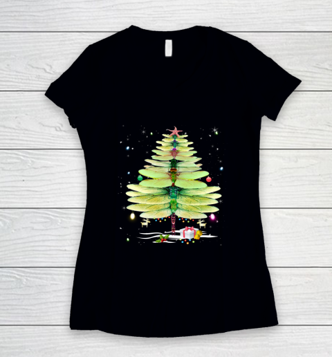 Dragonfly Christmas Tree Lover Gift Xmax Women's V-Neck T-Shirt