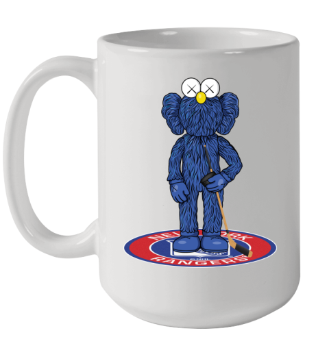 NHL Hockey New York Rangers Kaws Bff Blue Figure Shirt Ceramic Mug 15oz