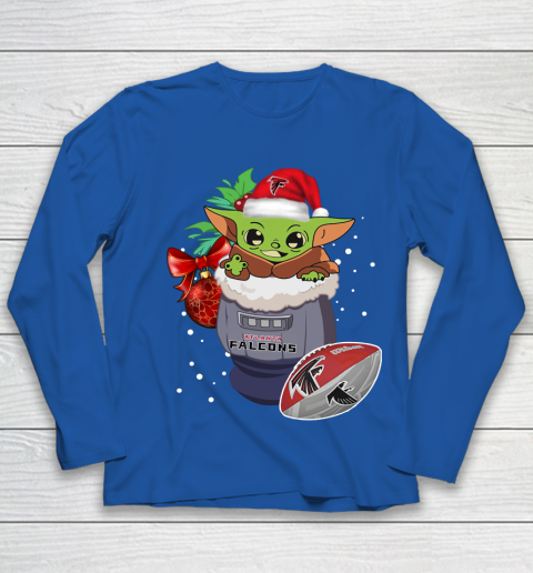Atlanta Falcons Christmas Baby Yoda Star Wars Funny Happy NFL Youth Long Sleeve 9