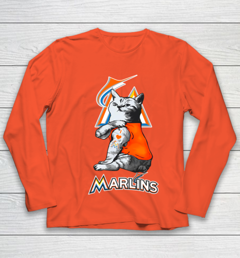 MLB Baseball My Cat Loves Miami Marlins Youth Long Sleeve 3