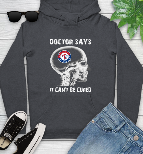 MLB Texas Rangers Baseball Skull It Can't Be Cured Shirt Youth Hoodie 8