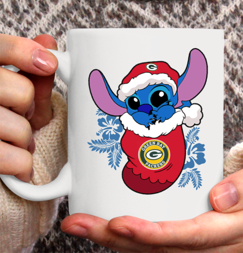 Green Bay Packers Christmas Stitch In The Sock Funny Disney NFL Ceramic Mug 11oz 4
