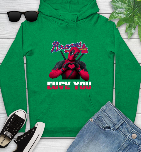 MLB Atlanta Braves Deadpool Love You Fuck You Baseball Sports Youth Hoodie 9