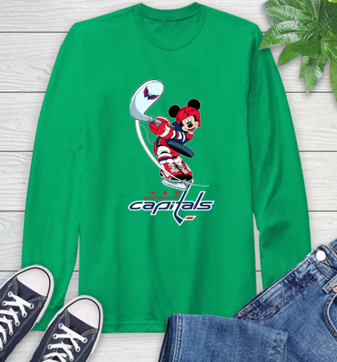 NHL Hockey Washington Capitals Cheerful Mickey Mouse Shirt Long Sleeve T-Shirt 8
