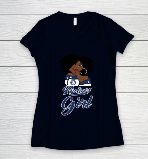 San Diego Padress Girl MLB Women's V-Neck T-Shirt 3