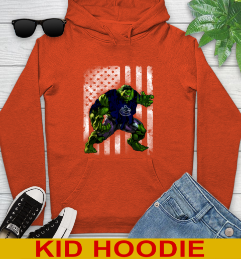 Vancouver Canucks Hulk Marvel Avengers NHL Hockey American Flag Youth Hoodie 5 Vancouver Canucks Hulk Marvel Avengers NHL Hockey American Flag Youth Hoodie - Image 5