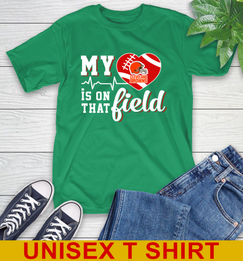 NFL My Heart Is On That Field Football Sports Cleveland Browns T-Shirt 7