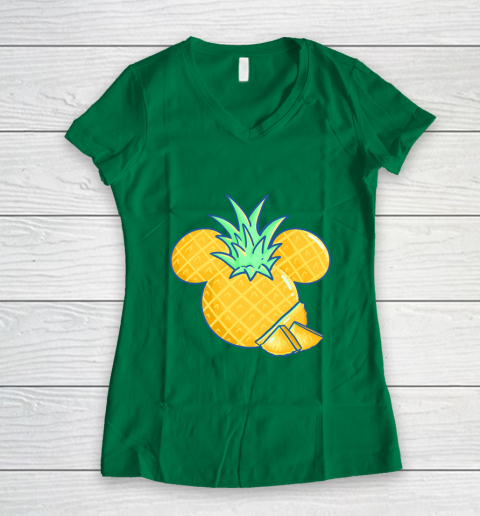 Disney Mickey Friends Mickey Pineapple Logo Women's V-Neck T-Shirt 3