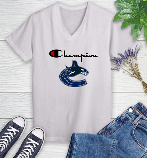 NHL Hockey Vancouver Canucks Champion Shirt Women's V-Neck T-Shirt