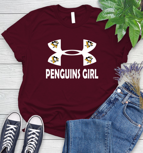 NHL Pittsburgh Penguins Girl Under Armour Hockey Sports Women's T-Shirt 7
